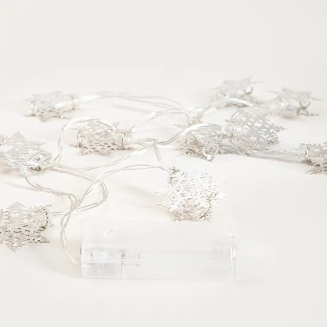 Dekoratívne svetielka SNOFLOCK strieborné vločky 753978