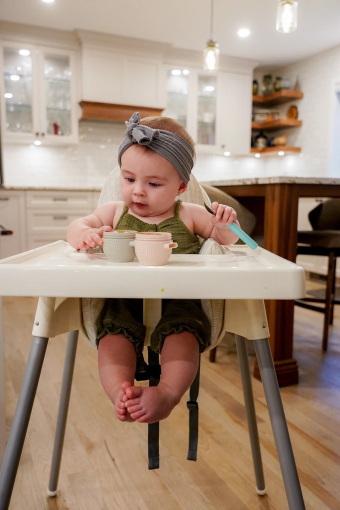 Detská vidlička a lyžička s puzdrom - sivá/mätová