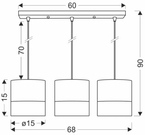 Luster na lanku BIANCO 3xE27/40W/230V biela/hnedá