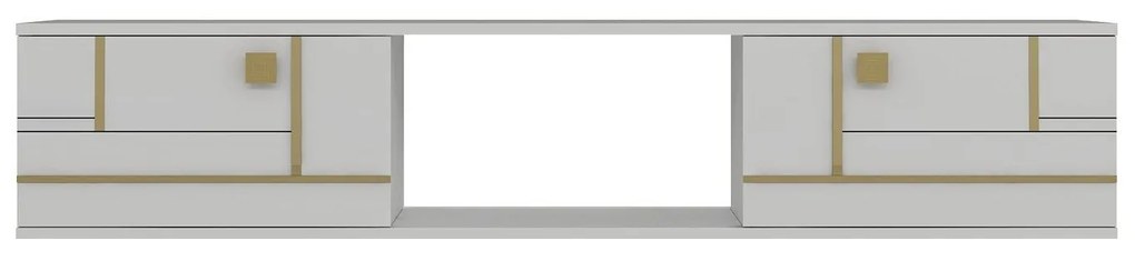 TV stolík/skrinka Arenden (biela + zlatá). Akcia -17%. Vlastná spoľahlivá doprava až k Vám domov. 1127735