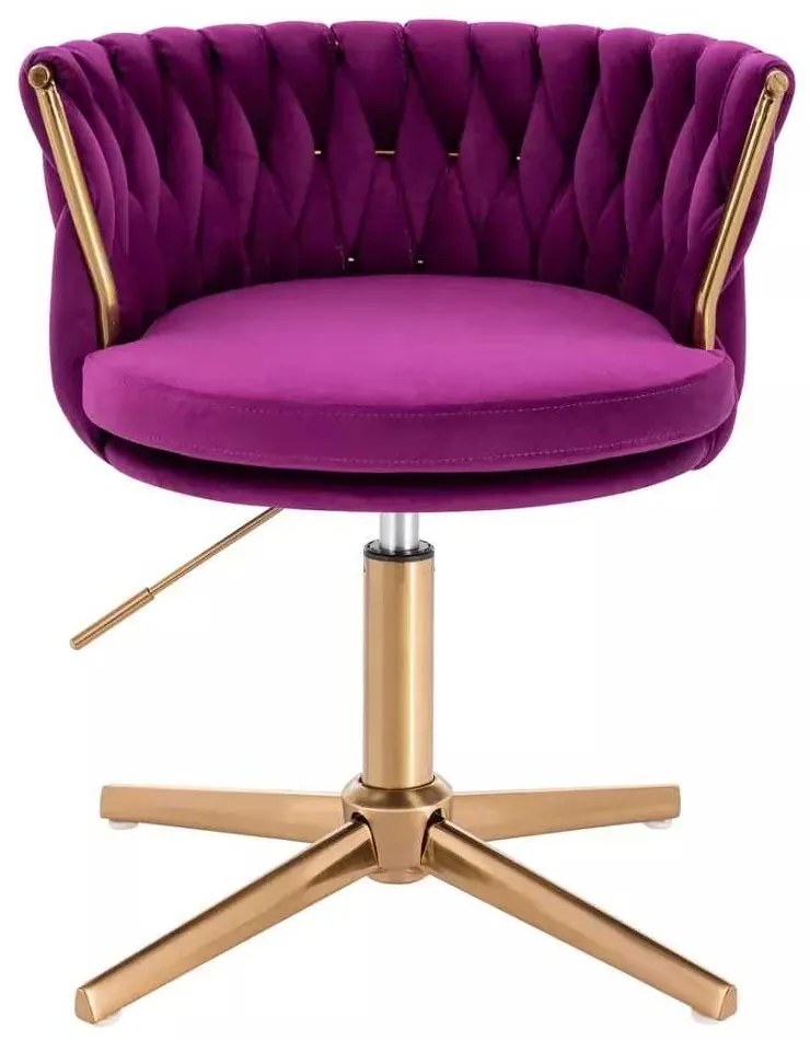 LuxuryForm DESIGN Stolička LYON VELUR na zlatom kríži - fuchsia