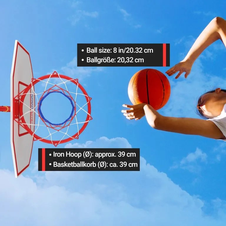 Basketbalový kôš s kolieskami, nastaviteľný 113 - 236 cm