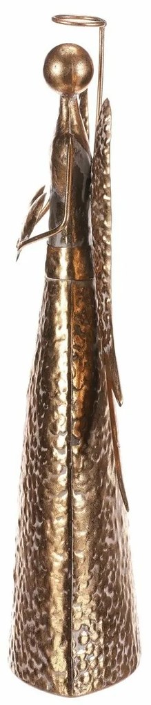 Vianočná kovová dekorácia Anjel 42 cm so srdcom, zlatá, 42 cm