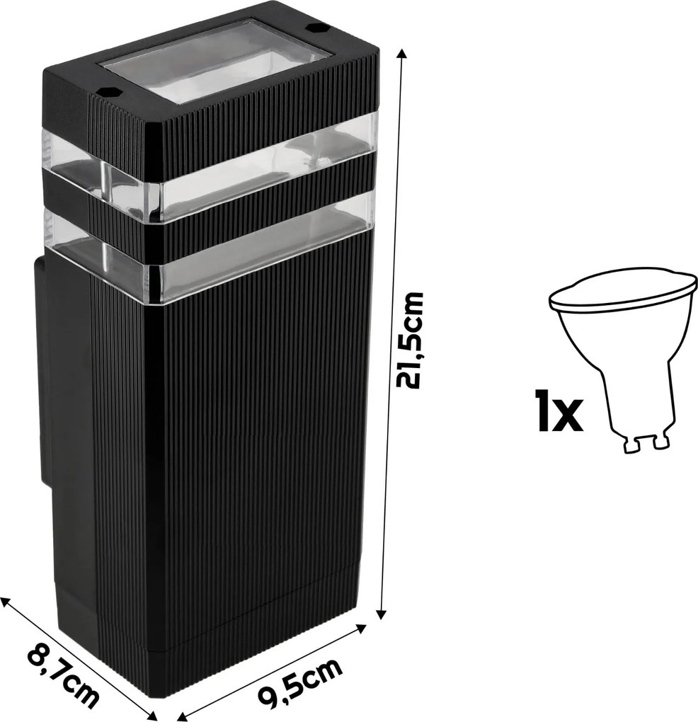 BERGE LED fasádne svietidlo 1xGU10 IP44 čierne