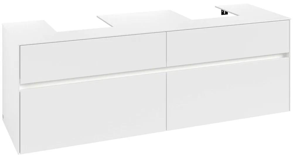VILLEROY &amp; BOCH Collaro závesná skrinka pod dve umývadlá na dosku, 4 zásuvky, s LED osvetlením, 1600 x 500 x 548 mm, White Matt, C107B0MS