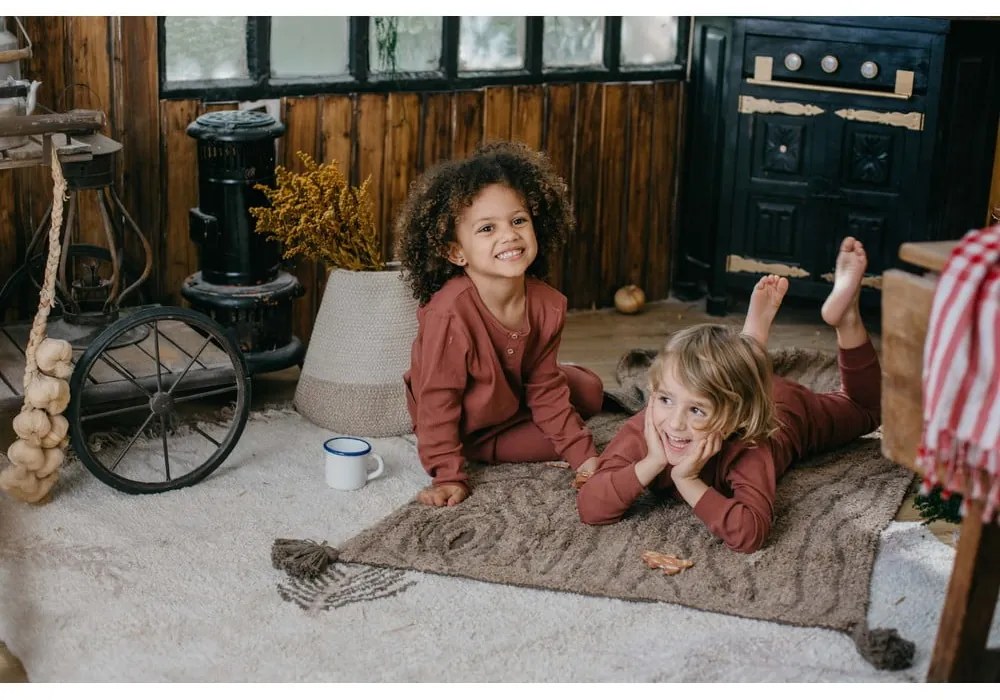 Krémový prateľný ručne tkaný bavlnený detský koberec 140x200 cm Pine Forest – Lorena Canals