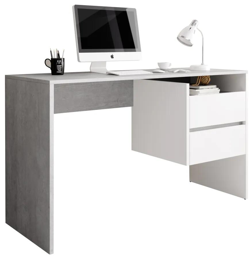 Kondela PC stôl, betón/biely mat, TULIO