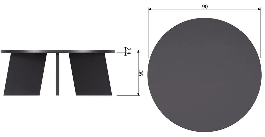 Čierny okrúhly konferenčný stolík ø 90 cm Fries – WOOOD