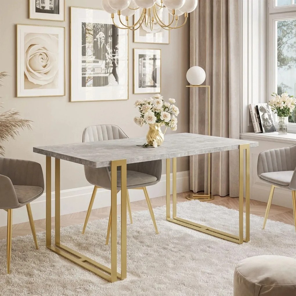 ROZKLADACÍ JEDÁLENSKÝ STÔL BENITO BELLATO ŠEDÝ + ZLATÝ