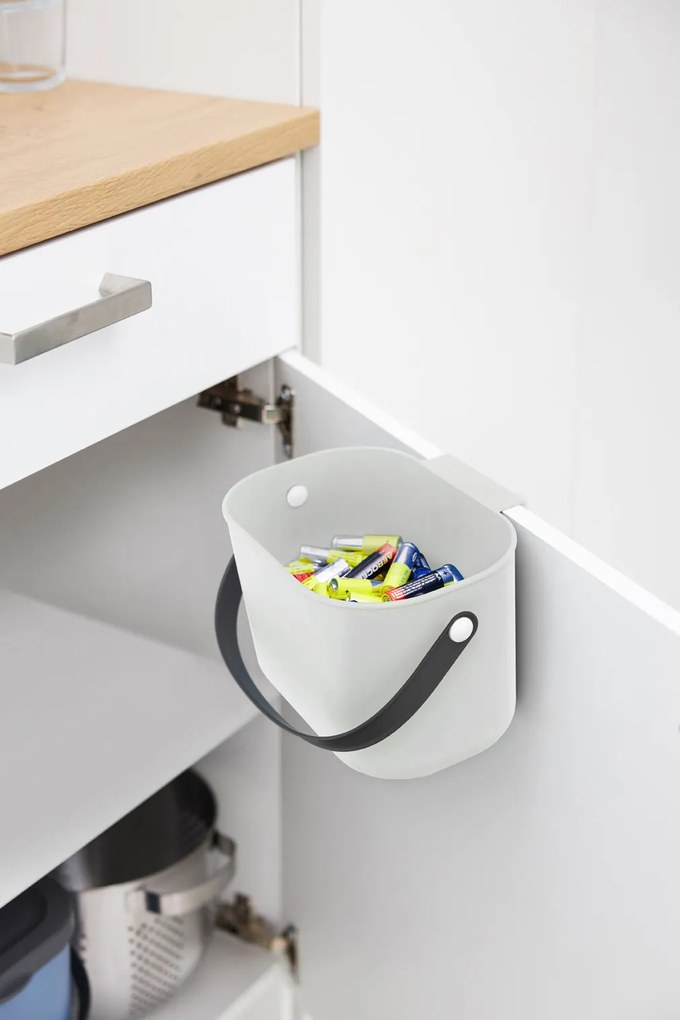 Rotho 2. akosť - Závesný odpadkový kôš na dvierka, 3,2l MINI-ALBULA, biela/antracit