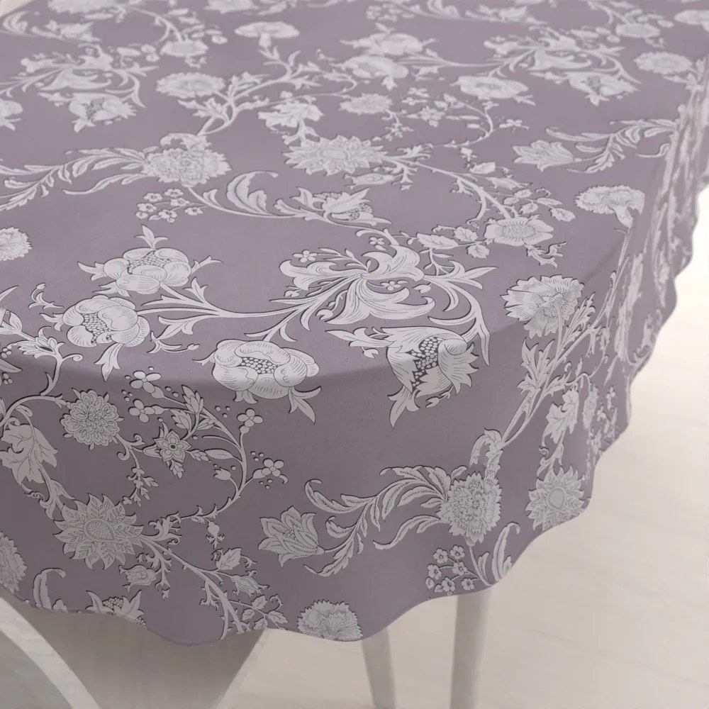 Biante Dekoračný oválny obrus PM-045 Zámocké kvety na pastelovo fialovom 120x180 cm