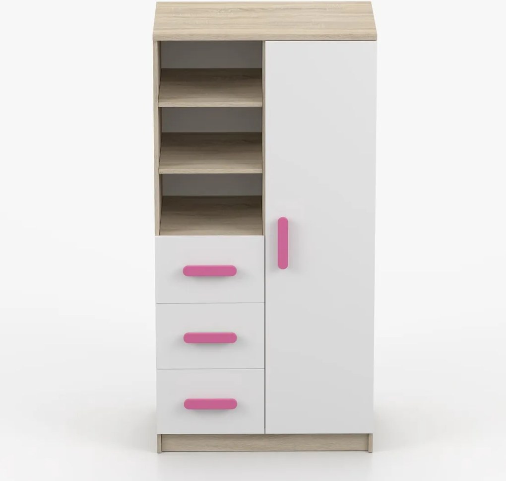 Regál SCOUT - dub sonoma/biely (viac variant)