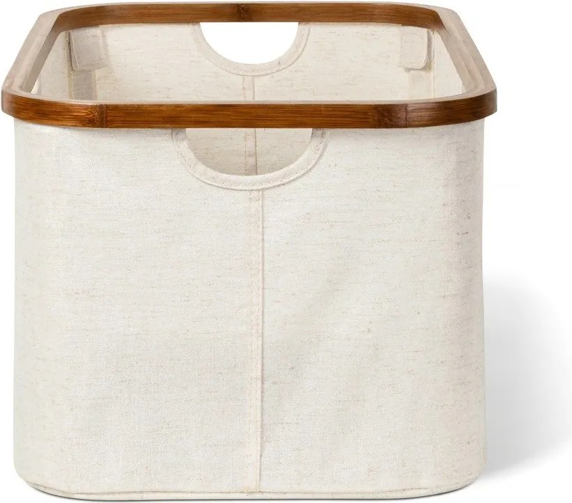 Krémový látkový skladací kôš na bielizeň Bamboo/Linen – Bigso