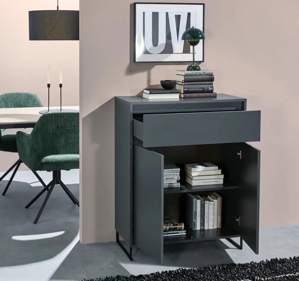 Komoda so šuplíkom Cologne, 80 cm, antracitová