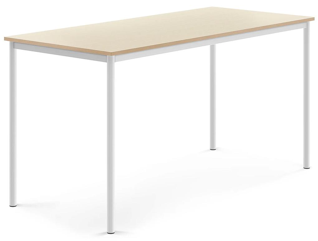Stôl BORÅS, 1800x800x900 mm, laminát - breza, biela