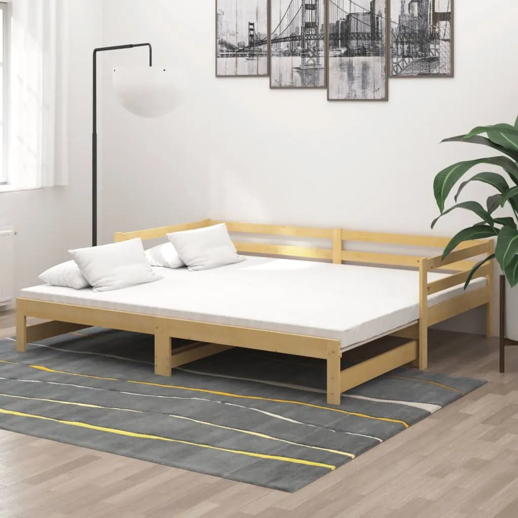vidaXL Rozkladacia denná posteľ borovicový masív 2x(90x200) cm