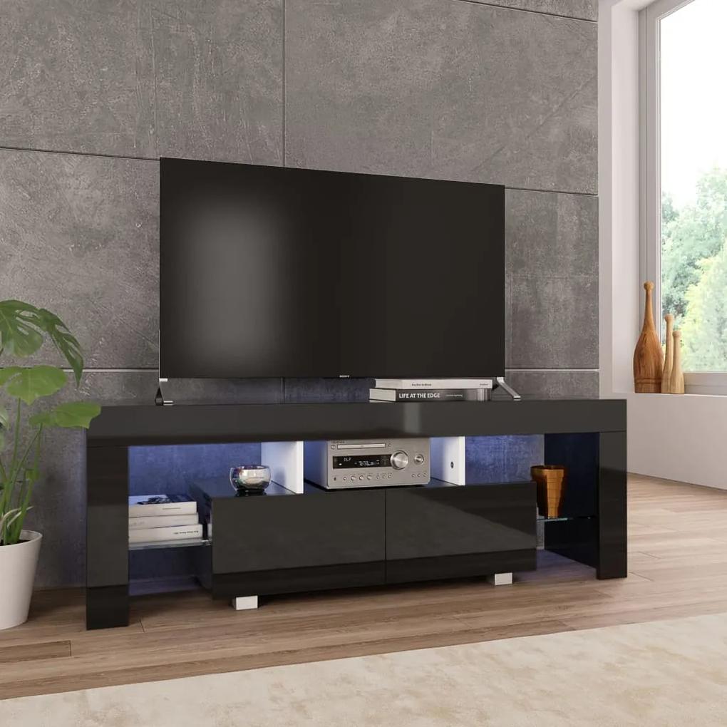 TV skrinka s LED svetlami, vysoký lesk, čierna 130x35x45 cm 283735