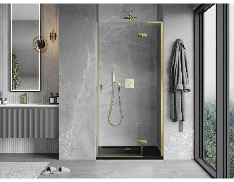 Mexen Mist-H L, 1-krídlové sprchové dvere pravé 110 cm, číre sklo, zlatý lesklý profil, 8A5L-110-000-50-00-P