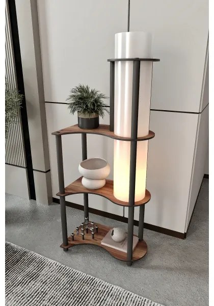 Stojacia lampa s poličkami NOTO 1xE27/40W/230V hnedá/čierna