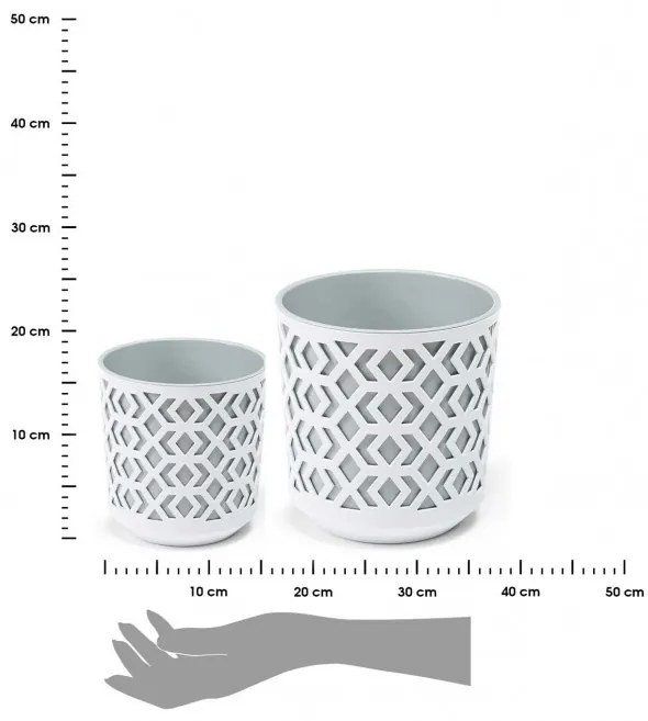 Súprava 2 kvetináčov Etnic bielo-šedá