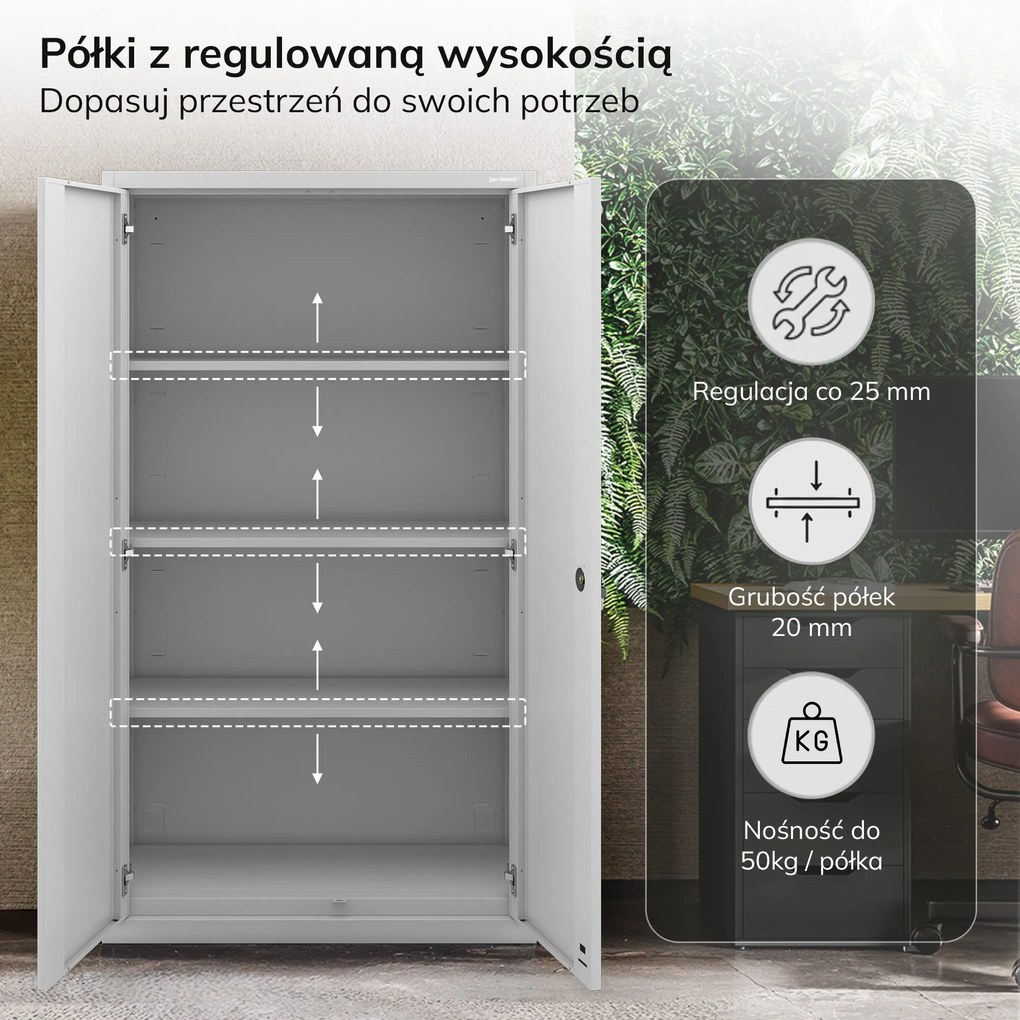 Modulárna kovová multifunkčná skriňa s dvoma zásuvkami sivá MEGAN 1950 x 900 x 400 mm