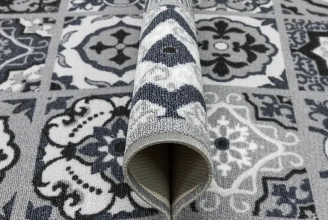 Protišmykový behúň Patchwork - sivý