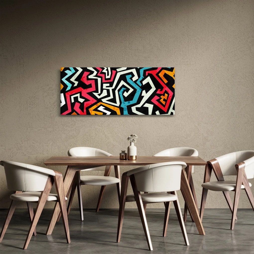 Obraz grafické abstrakcie (120x50 cm)