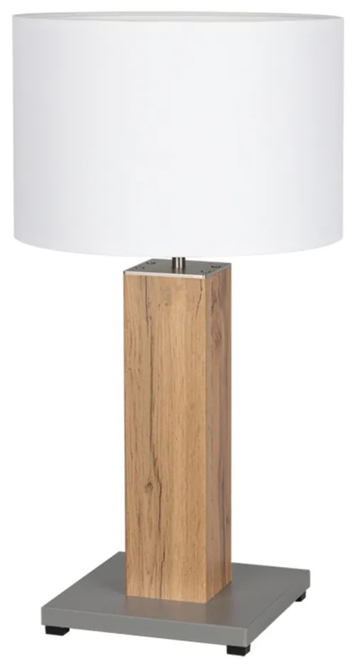 Stolová lampa FLAME, 1xMax.40W, biele textilné tienidlo, dyhovaný dub, G