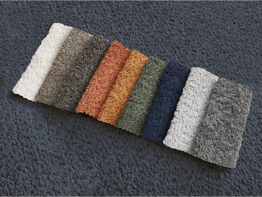 Tmavomodrá pohovka z textílie buklé 234 cm Azra – Bobochic Paris