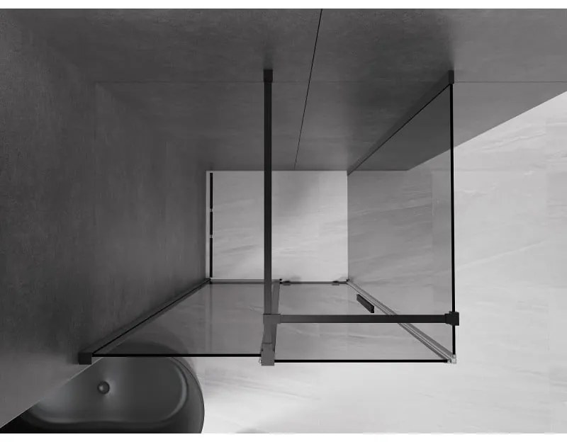 Mexen Velar, sprchový kút s posuvnými dverami 100 x 90 cm, 8mm šedé sklo, čierna matná, 871-100-090-41-70