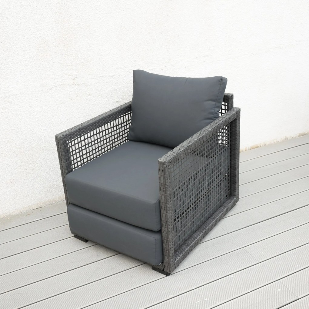 Súprava záhradného nábytku Excelentur s ohniskom 3+2+1 sivá