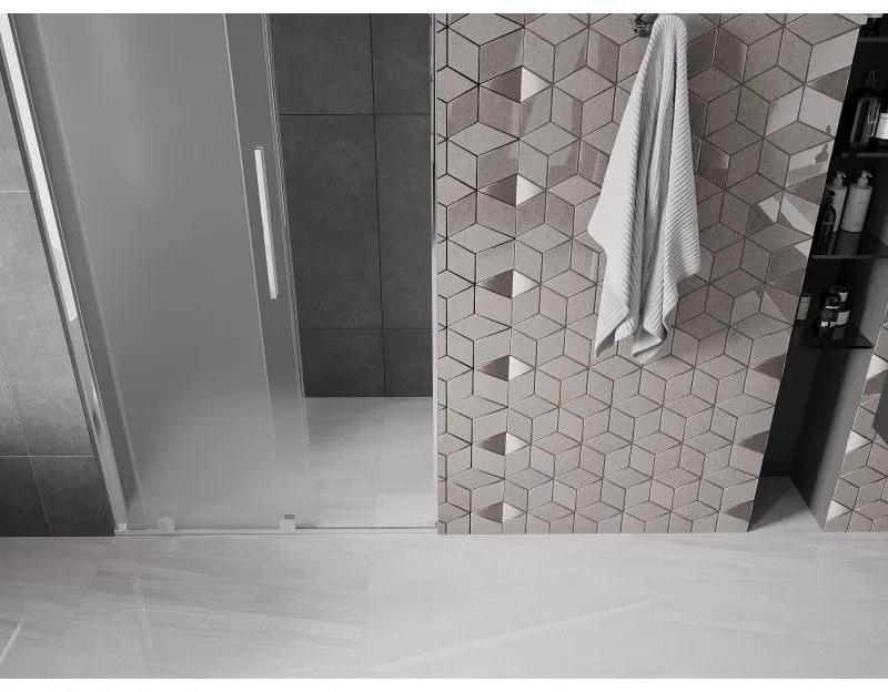 Mexen Velar, posuvné sprchové dvere do otvoru 110 cm, 8mm sklo námraza, chrómová, 871-110-000-31-01