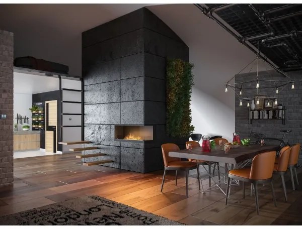 InFire - Rohový BIO krb 110x45 cm 3kW čierna