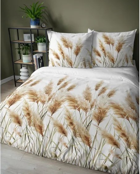 Posteľné obliečky Pampas 140x200 cm + 70x80 cm, bavlnený satén, zapínanie na zips