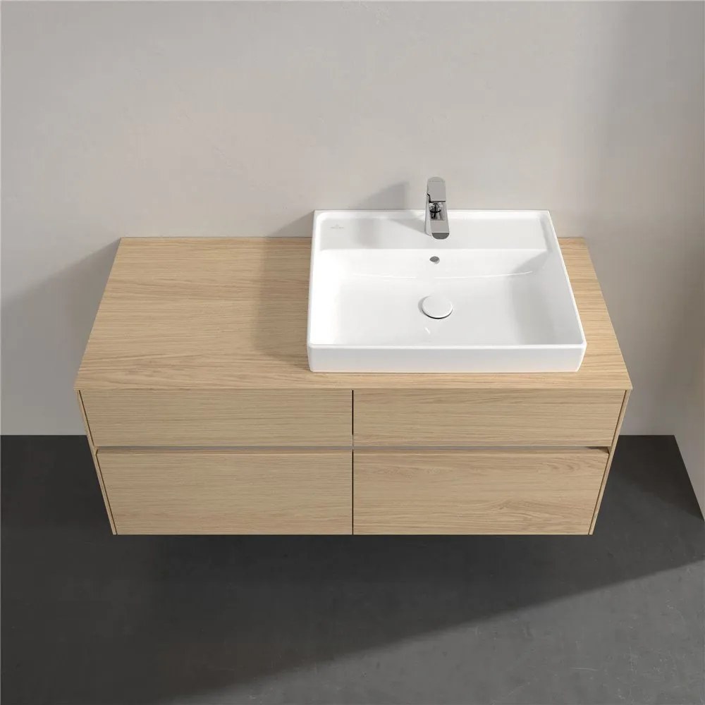 VILLEROY &amp; BOCH Collaro závesná skrinka pod umývadlo na dosku (umývadlo vpravo), 4 zásuvky, 1200 x 500 x 548 mm, Nordic Oak, C08300VJ