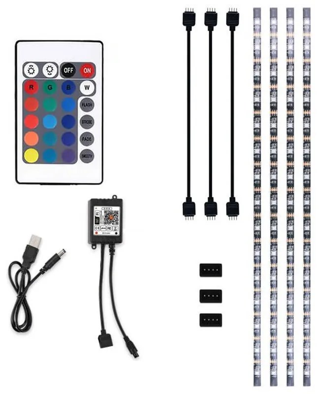 SOLIGHT LED WIFI smart RGB opasok pre TV, 4x50cm, USB