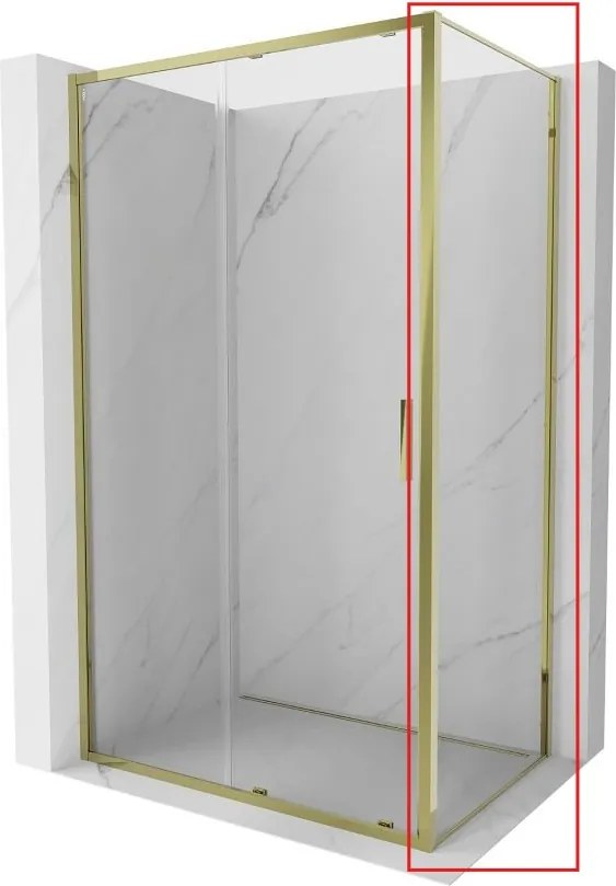 Mexen Exo, bočná sklenená stena ku sprchovému kútu EXO 100x200 cm, 6mm číre sklo, zlatý profil, 810-100-000-50-00