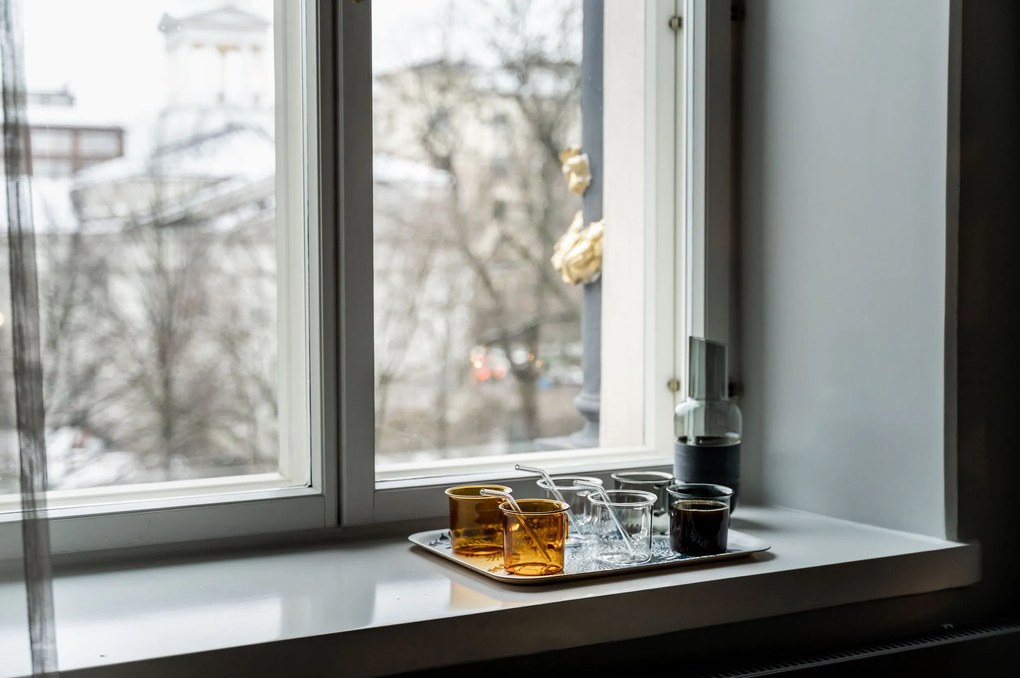 Hrnček Muurla sklenený 350 ml jantárový