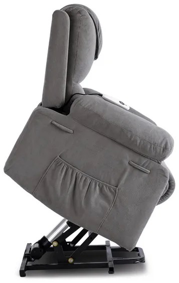 Masážne kreslo s funkciou vstávania MARCOS sivé