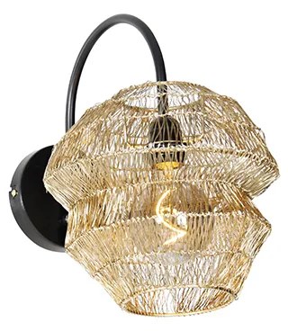 Orientálna nástenná lampa čierna so zlatou - Vadi