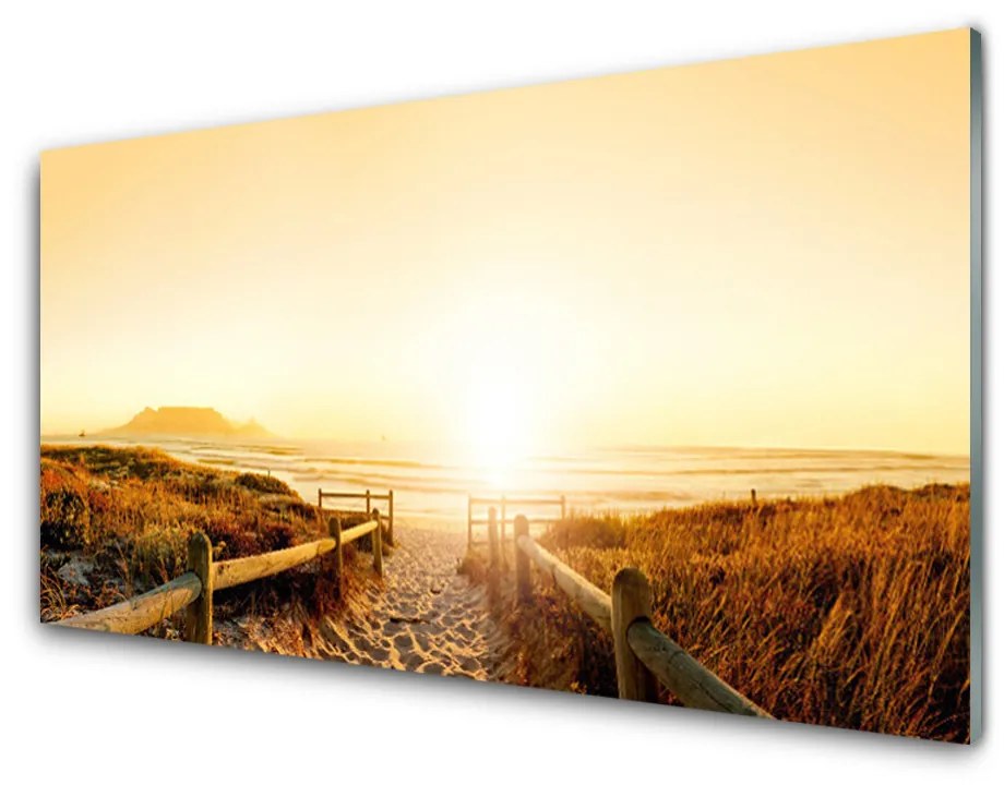 Skleneny obraz Chodník pláž more 100x50 cm