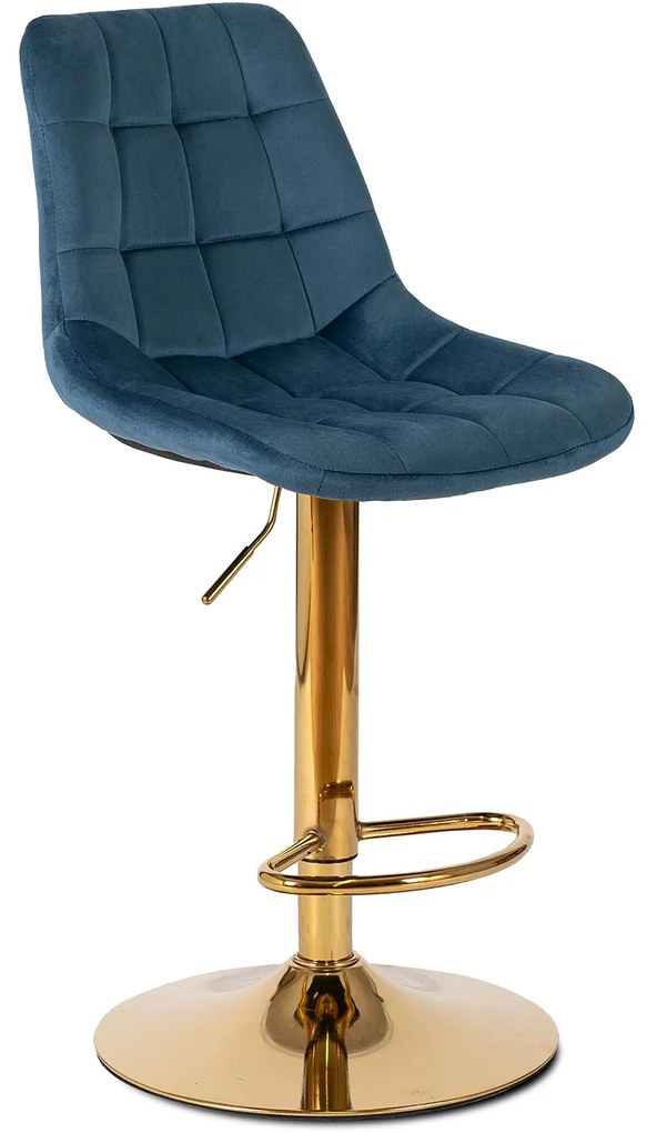 Barová stolička ARCOS zamat tmavomodrá/zlatá