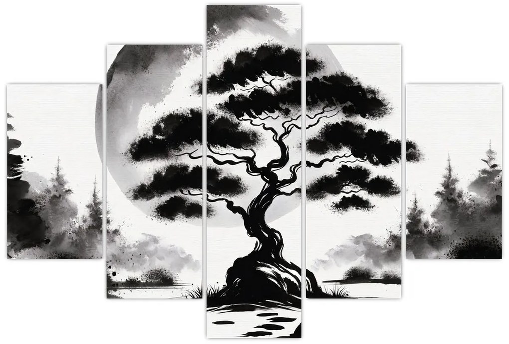 Obraz – Čiernobiela bonsai (150x105 cm)