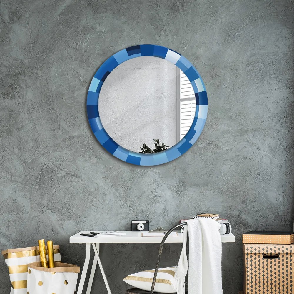 Okrúhle ozdobné zrkadlo Modrý abstrakt fi 70 cm