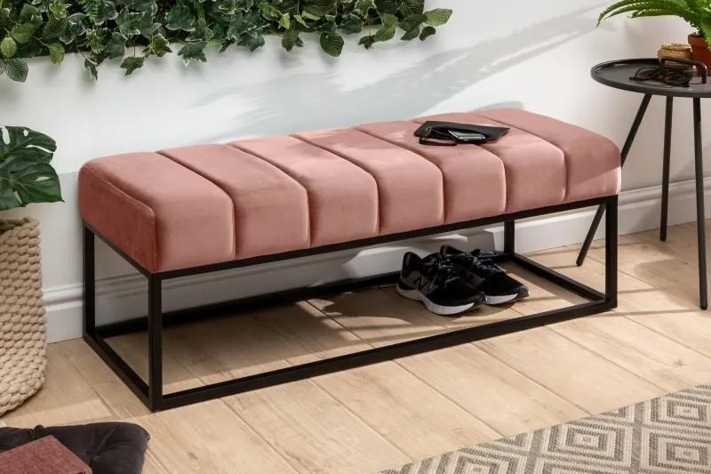 Moderná lavica BENCH PETIT 110 cm zamat, staroružová