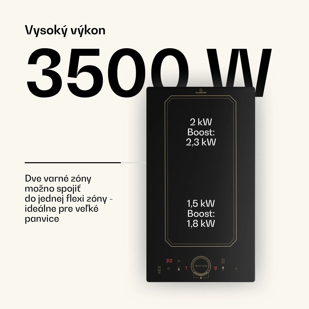 Klarstein Victoria Domino, vstavaná indukčná varná doska, 3500 W, Flexzone, časovač