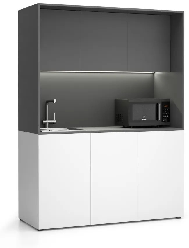 Kuchynka NIKA s drezom a batériou 1481 x 600 x 2000 mm, grafitová, ľavé