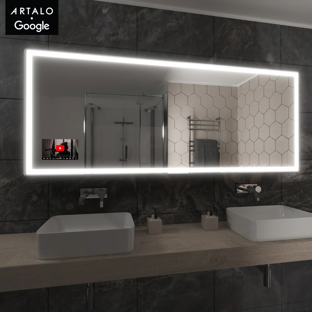 SMART Zrkadlo do kúpeľne s LED osvetlením M1 premium + SmartScreen with Google TV