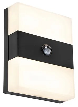 Vonkajšia nástenná lampa čierna IP44 vrátane LED s pohybovým senzorom - Dualy