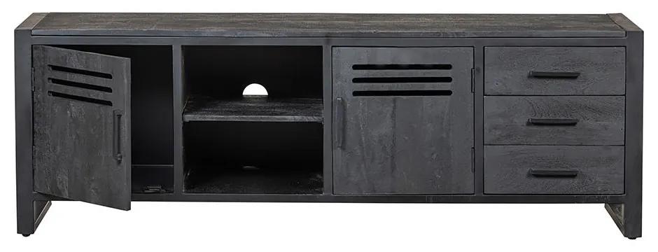 TV skrinka z mangového dreva Henderson Black 180 cm Mahom